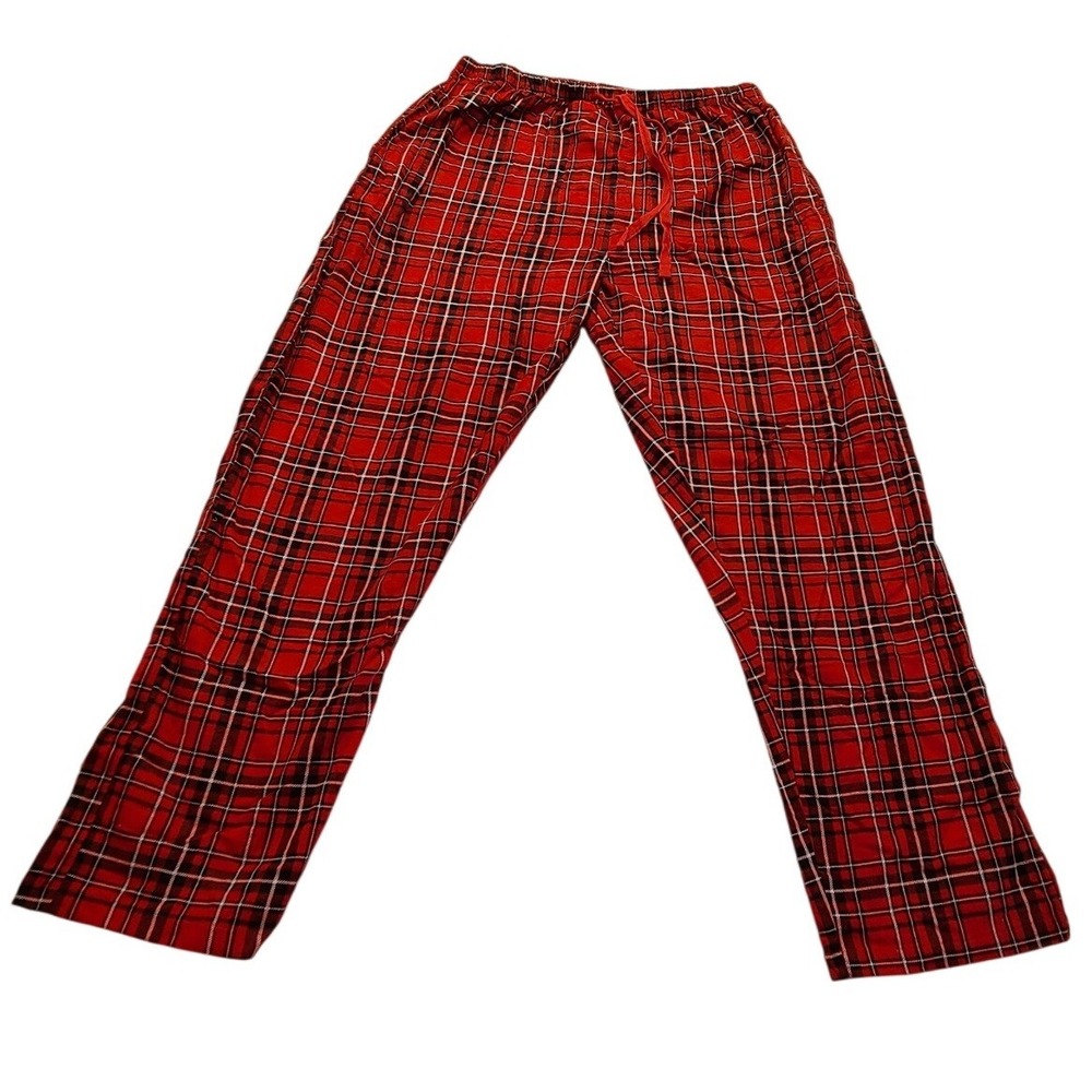 SleepytimePjs Men's XL Red Plaid Pajama Pants Cotton Drawstring Tartan Sleepwear
